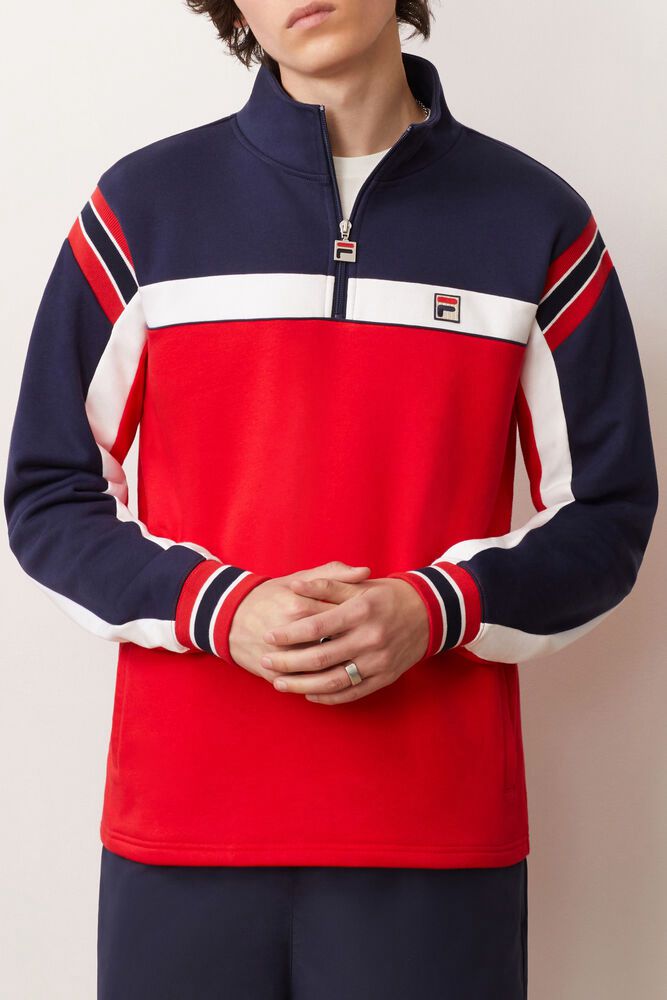 Fila Bunda Panske Haakon 1/2 Zip Červené/Námornícka Modrá/Biele - GKWSB2615